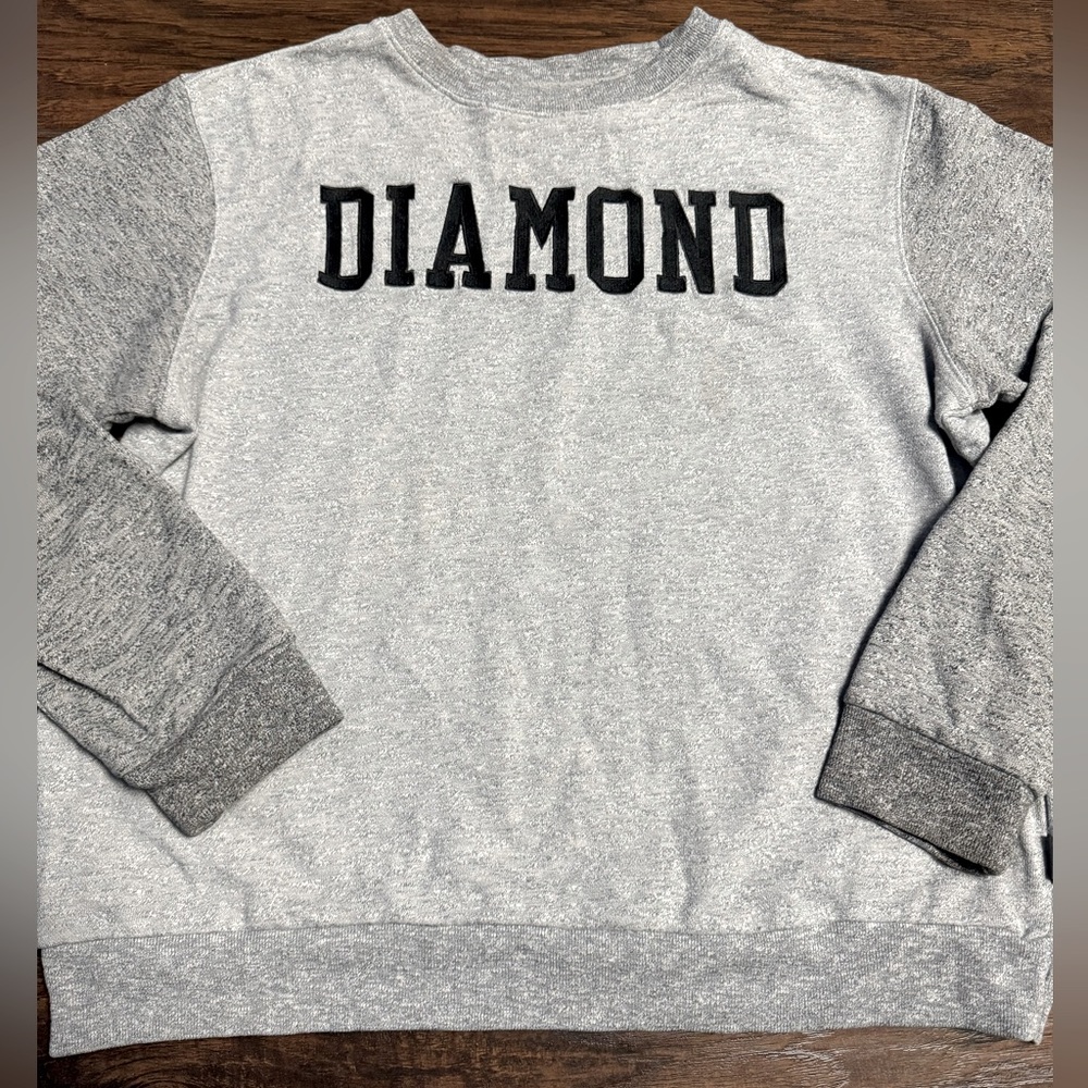 Diamond Supply Co Embroidered Crewneck Sweater Men Size Large Gray/Black Y2K